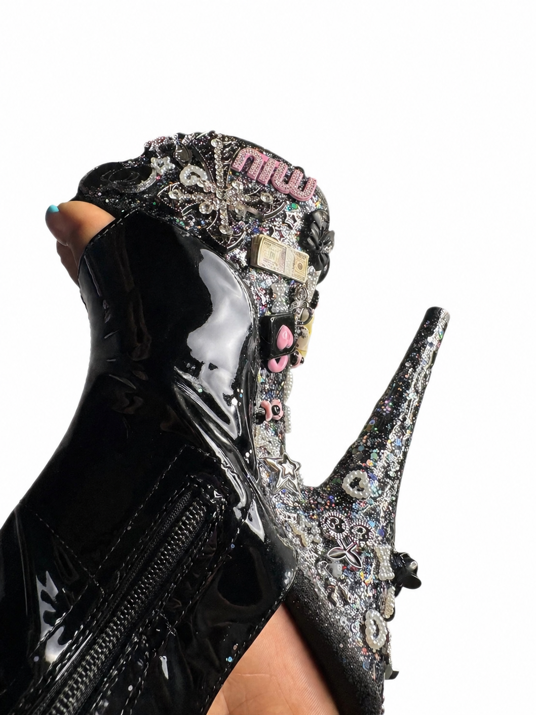Pre-made size 8 designer junk heels open toe